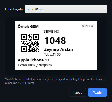 Servis etiketi